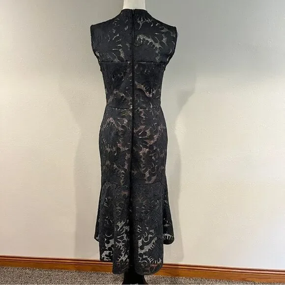 Chelsea28 Elegant charcoal color Lace midi Dress size 6 - Picture 5 of 12